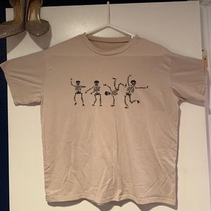 M, cream, dancing skeleton shirt from SHEIN